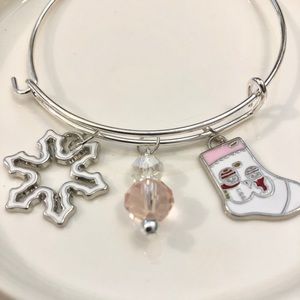 Christmas Bangle Bracelet Stocking & Snowflake S/M